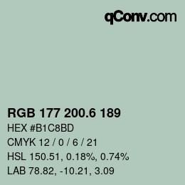 カラーコード: RGB 177 200.6 189 | qconv.com