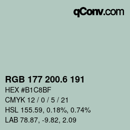 カラーコード: RGB 177 200.6 191 | qconv.com