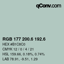 カラーコード: RGB 177 200.6 192.6 | qconv.com