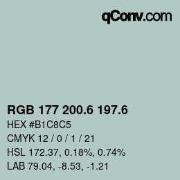 カラーコード: RGB 177 200.6 197.6 | qconv.com