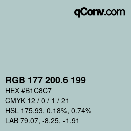 カラーコード: RGB 177 200.6 199 | qconv.com
