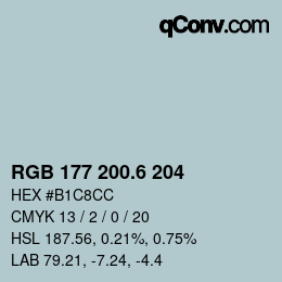 カラーコード: RGB 177 200.6 204 | qconv.com