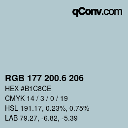 カラーコード: RGB 177 200.6 206 | qconv.com