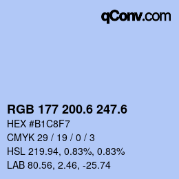 カラーコード: RGB 177 200.6 247.6 | qconv.com