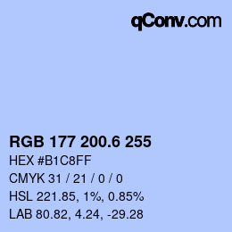 カラーコード: RGB 177 200.6 255 | qconv.com