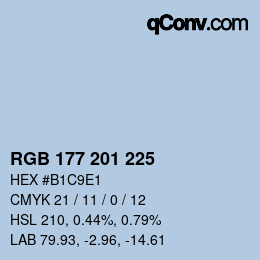 Color code: RGB 177 201 225 | qconv.com