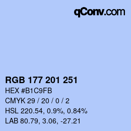 Color code: RGB 177 201 251 | qconv.com