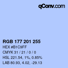 Color code: RGB 177 201 255 | qconv.com