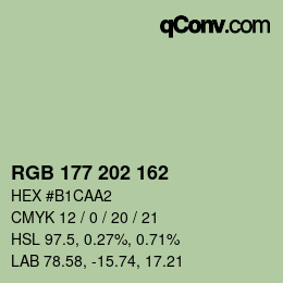 Color code: RGB 177 202 162 | qconv.com