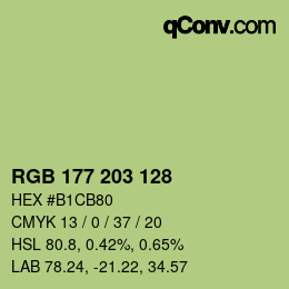 Color code: RGB 177 203 128 | qconv.com