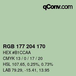 颜色代码: RGB 177 204 170 | qconv.com