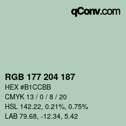 Color code: RGB 177 204 187 | qconv.com