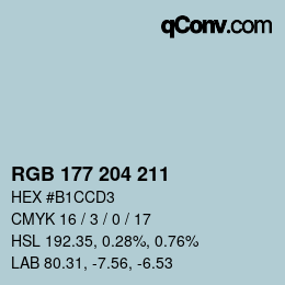 颜色代码: RGB 177 204 211 | qconv.com