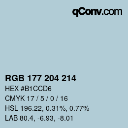 颜色代码: RGB 177 204 214 | qconv.com