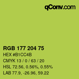 Color code: RGB 177 204 75 | qconv.com