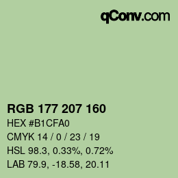 Color code: RGB 177 207 160 | qconv.com