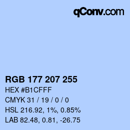 Color code: RGB 177 207 255 | qconv.com