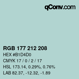 Color code: RGB 177 212 208 | qconv.com