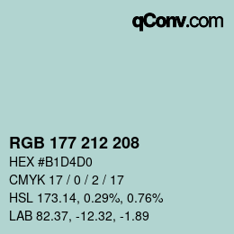 颜色代码: RGB 177 212 208 | qconv.com