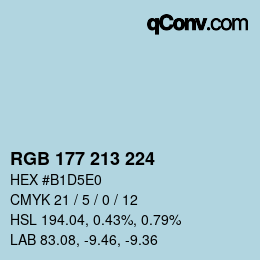 Color code: RGB 177 213 224 | qconv.com