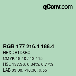 カラーコード: RGB 177 216.4 188.4 | qconv.com