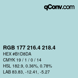 カラーコード: RGB 177 216.4 218.4 | qconv.com