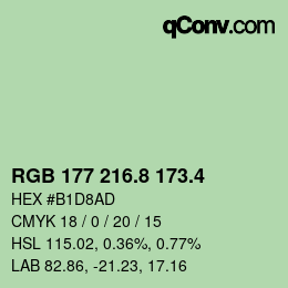 カラーコード: RGB 177 216.8 173.4 | qconv.com