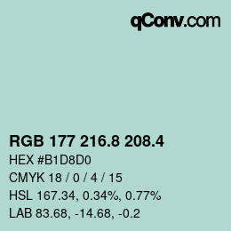 カラーコード: RGB 177 216.8 208.4 | qconv.com