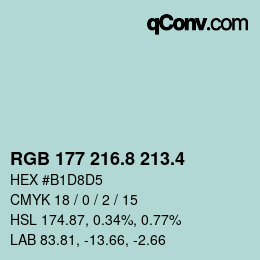 カラーコード: RGB 177 216.8 213.4 | qconv.com