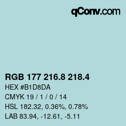 カラーコード: RGB 177 216.8 218.4 | qconv.com