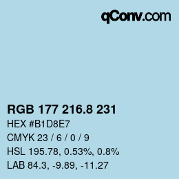 カラーコード: RGB 177 216.8 231 | qconv.com