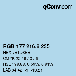 カラーコード: RGB 177 216.8 235 | qconv.com