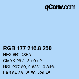 カラーコード: RGB 177 216.8 250 | qconv.com