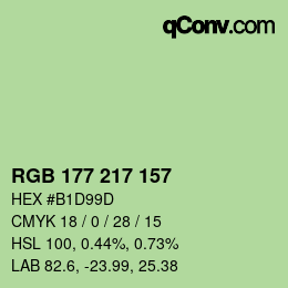 Color code: RGB 177 217 157 | qconv.com