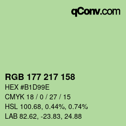 Color code: RGB 177 217 158 | qconv.com