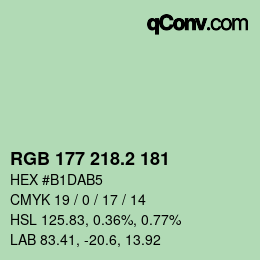 カラーコード: RGB 177 218.2 181 | qconv.com