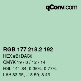 カラーコード: RGB 177 218.2 192 | qconv.com