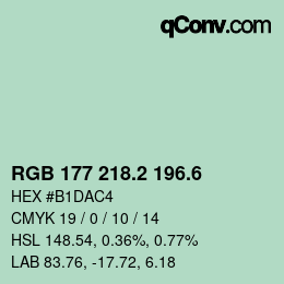 カラーコード: RGB 177 218.2 196.6 | qconv.com