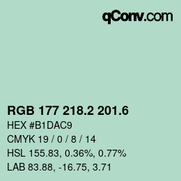 カラーコード: RGB 177 218.2 201.6 | qconv.com