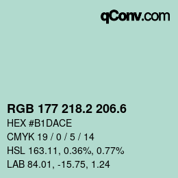 カラーコード: RGB 177 218.2 206.6 | qconv.com