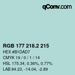 カラーコード: RGB 177 218.2 215 | qconv.com