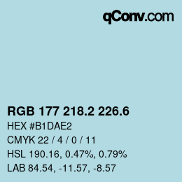 カラーコード: RGB 177 218.2 226.6 | qconv.com