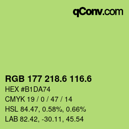 カラーコード: RGB 177 218.6 116.6 | qconv.com