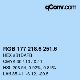 カラーコード: RGB 177 218.6 251.6 | qconv.com