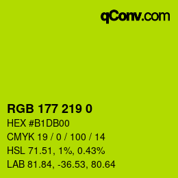 Color code: RGB 177 219 0 | qconv.com