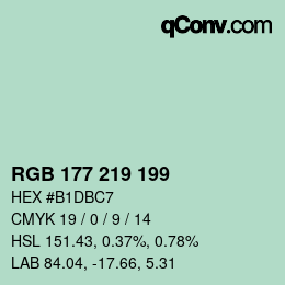 Color code: RGB 177 219 199 | qconv.com