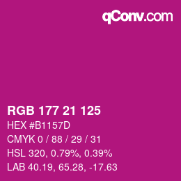 カラーコード: RGB 177 21 125 | qconv.com