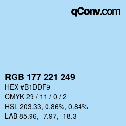 Color code: RGB 177 221 249 | qconv.com