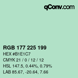 Color code: RGB 177 225 199 | qconv.com