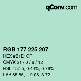 カラーコード: RGB 177 225 207 | qconv.com